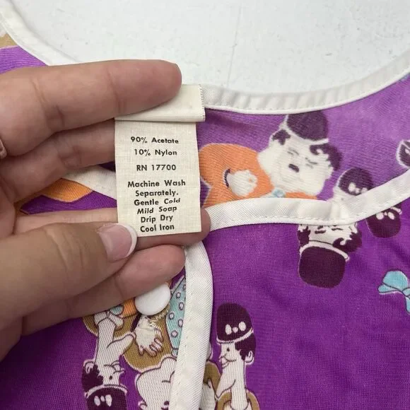 Vintage Rare Amy Sue Purple Laurel & Hardy All Over Print Dress Womens Size M - Picture 3 of 8